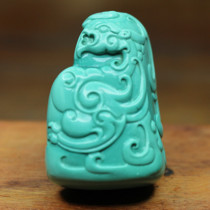 Yingyi Hubei original mine worry-free turquoise high porcelain antique dragon and phoenix carving pendant Su Gong