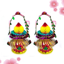 New Chaoshan Zhongqiu Baiyue Folding Tower Supplies DIY Flower Basket Paper Peach Mid Autumn Decorated Flower Basket Self-adhesive 1 pair