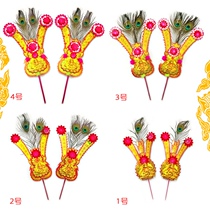 Chaoshan worship the master phoenix tail golden flower worship God worship Buddha golden flower Chaoshan custom God flower incense burner golden flower red silk 1 pair