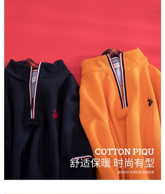 Áo thun dài tay nam trẻ trung ve áo thời trang nam Mỹ thường xuyên áo thun cotton màu rắn POLO áo mới thủy triều