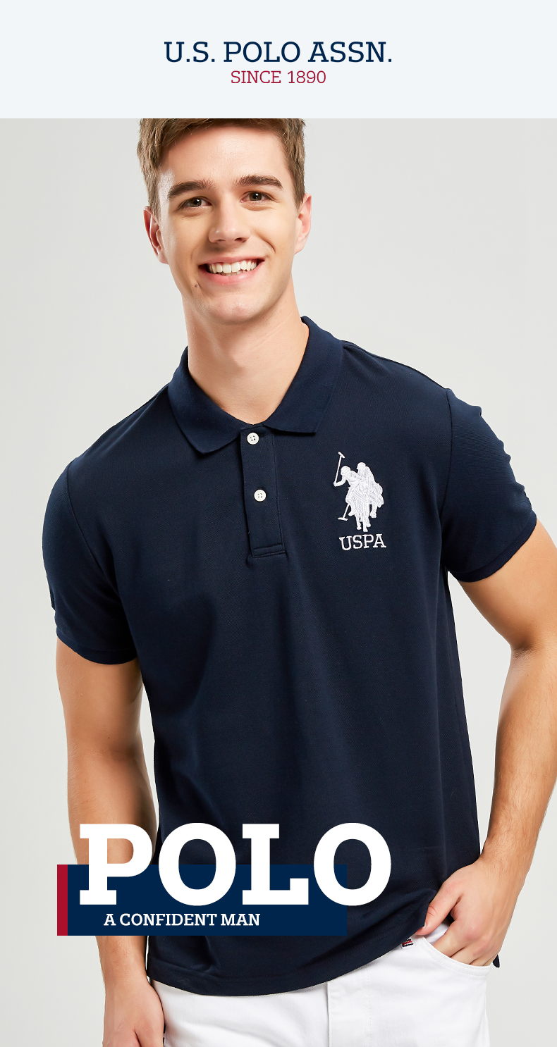 U.S POLO ASSN 男士全珠地棉 美式休闲Polo衫 图1
