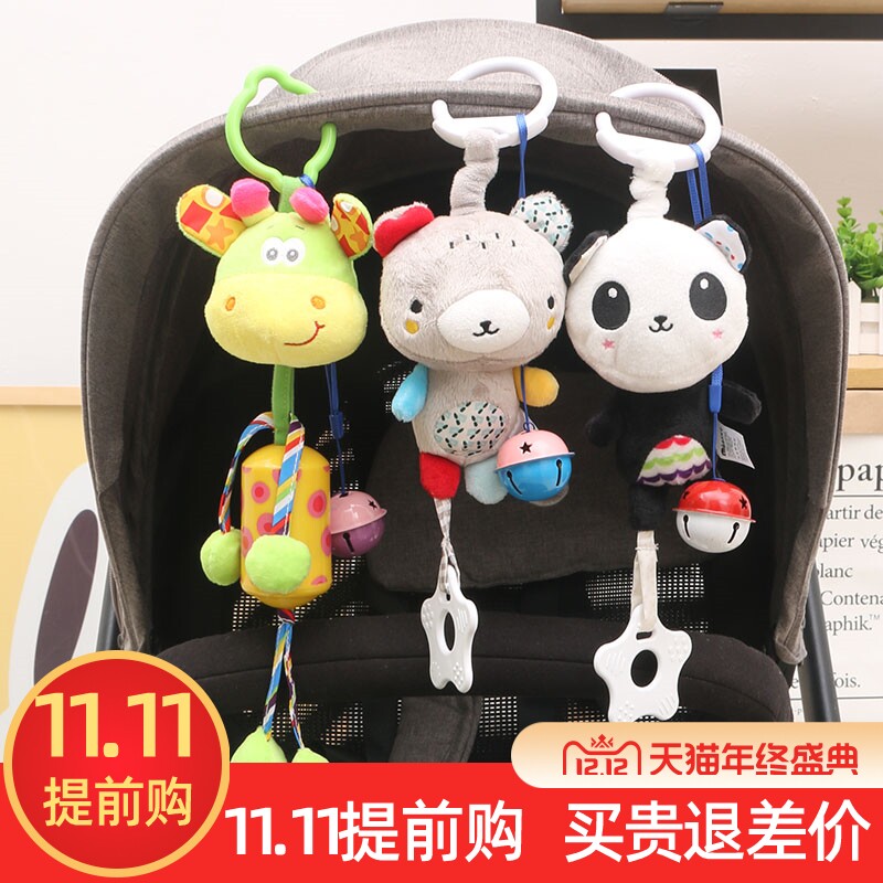 0-1 years old baby products stroller pendant bedside rattle music baby comfort boys and girls plush B sounding toys