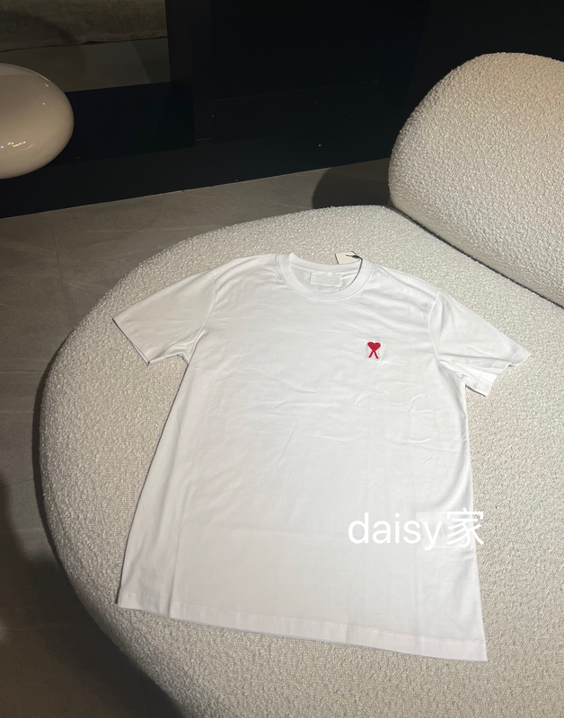 2025 Spring/Summer New Heart Embroidery Crew Neck Short Sleeve T-Shirt Unisex Loose Casual Couple Outfit Top Trendy