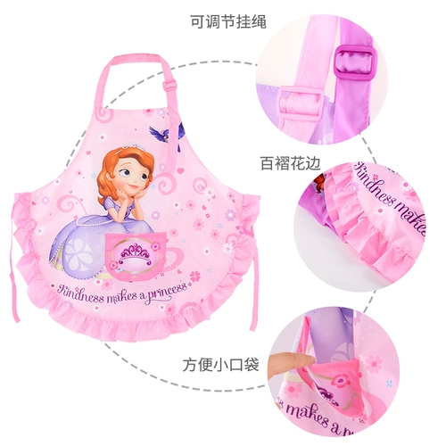 Дисней, детские нарукавники, комплект, нагрудник, детский фартук для рисования для еды без рукавов, сзади на завязках