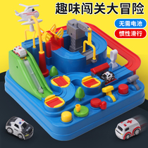 Car break through big adventure Parking small train toy Rail car sliding climbing Childrens boy toy 3 years old
