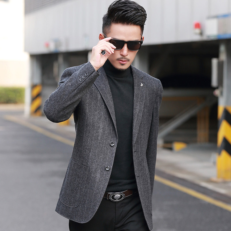 2022 - Winter 2022 new wool casual suit male youth to wear a thick coat of coat