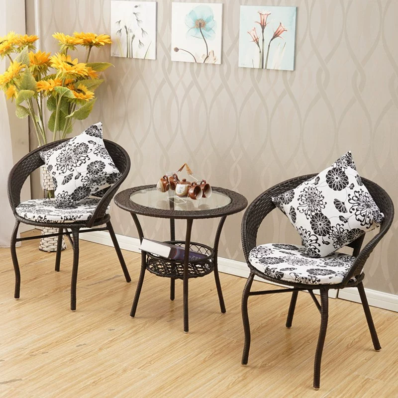 Đặc biệt cung cấp đơn giản ngoài trời ban công patio đồ nội thất sắt rèn dệt mây ghế bàn cà phê ba bộ giải trí bảng và ghế kết hợp