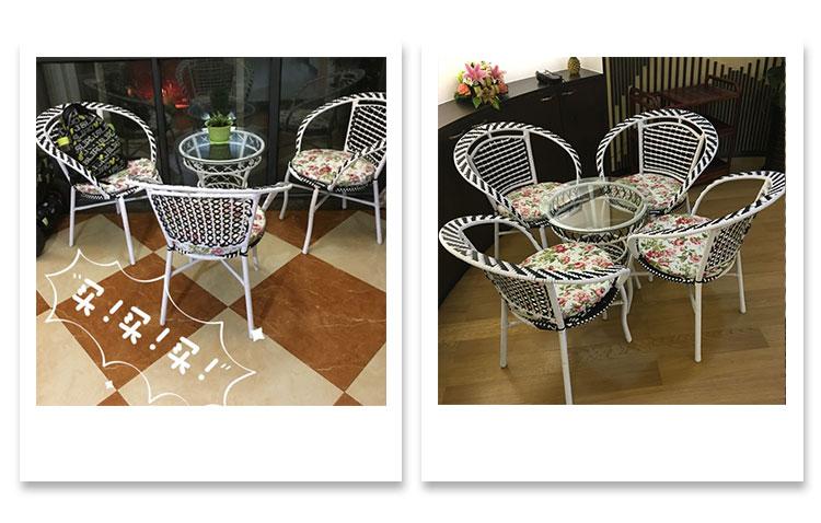 Ghế wicker bàn cà phê ba bộ ngoài trời vườn giải trí bảng và ghế kết hợp mây pe mây ghế wrought sắt đồ nội thất dệt ghế