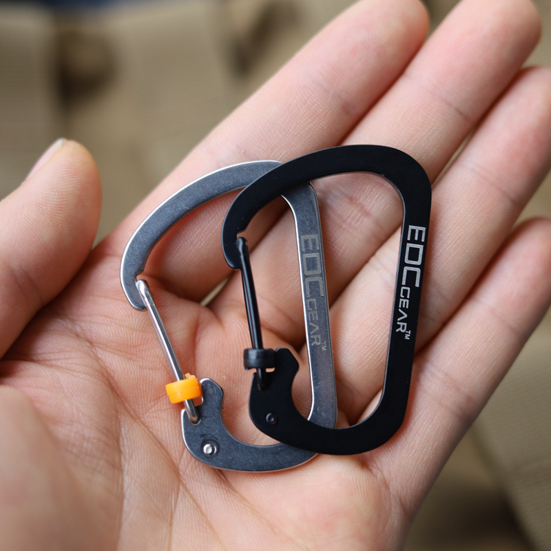 D-shaped anti-theft with lock fast hanging outdoor backpack hanging buckle S-buckle keychain Stainless steel EDCGEAR