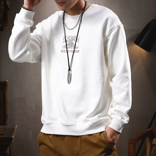 Демисезонный лонгслив, трендовая приятная телу рубашка, круглый воротник, в американском стиле