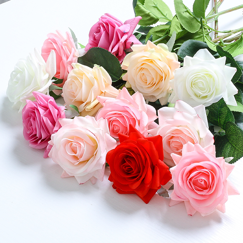 Simulation Rose Drawing Room Decoration TV Cabinet Flower Arrangement Furnishing Silk Flowers Single Plastic Fake Flower Bouquet Drying Flower Pendulum