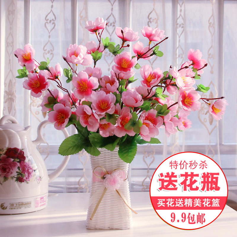 Living room artificial flower decoration fake flower rose dried flower bouquet small potted dining table tea table silk flower bedroom ornaments