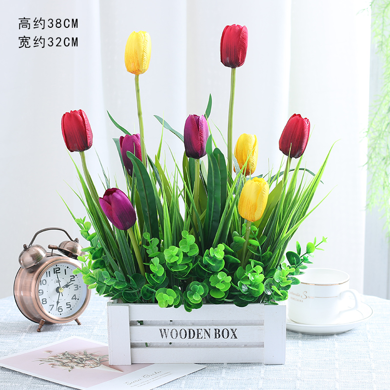 Embroidered ball emulated flower wood fence swing piece fake flower decoration flower living-room balcony tea table home flower bouquet suit potted plant