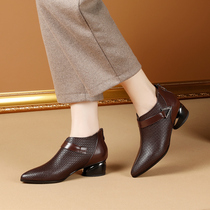 British boots 2020 new female spring and autumn single boots and ankle boots with real leather shoes