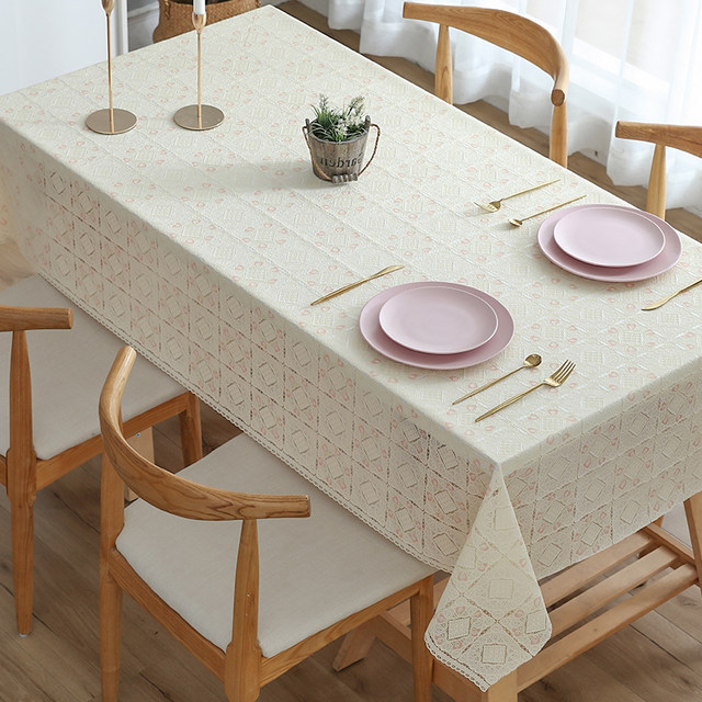 Tablecloth waterproof and oil-proof wash-free anti-scalding lace home high-end table cloth art pvc tea table table cloth table mat