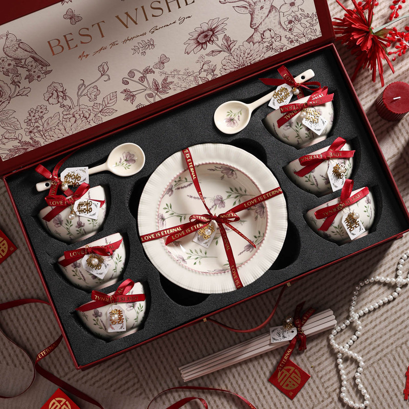 Wedding Gift for the Bride: High-End Ceramic Tableware, Bowls, Plates, Chopsticks, Gift Box Set, Gift for Best Friends, Sisters, Engagement, Housewarming Wedding Gift for the Bride: High-End Ceramic Tableware, Bowls, Plates, Chopsticks, Gift Box Set, Gift for Best Friends, Sisters, Engagement, Housewarming
