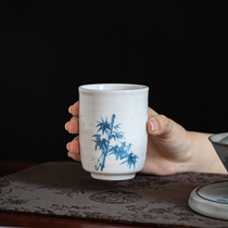 Dehua white porcelain hand-painted plum orchid bamboo and chrysanthemum tea cup tea cup scent cup kung fu tea set tea art master cup tea cup
