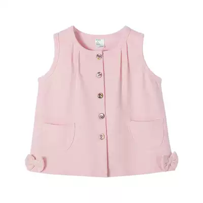 Children's vest vest 2021 spring new small and medium-sized virgin baby bow cotton vest jacket Western style top to wear outside