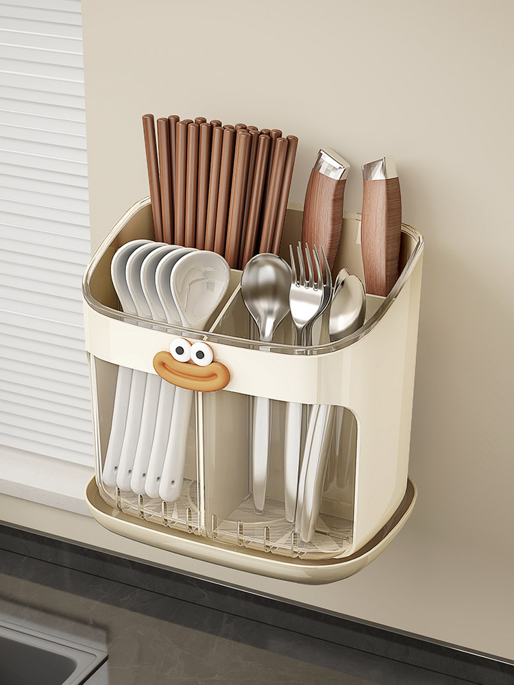 Chopstick barrel wall-mounted chopstick basket kitchen household chopstick cage fast storage rack high-end new tableware spoon storage box