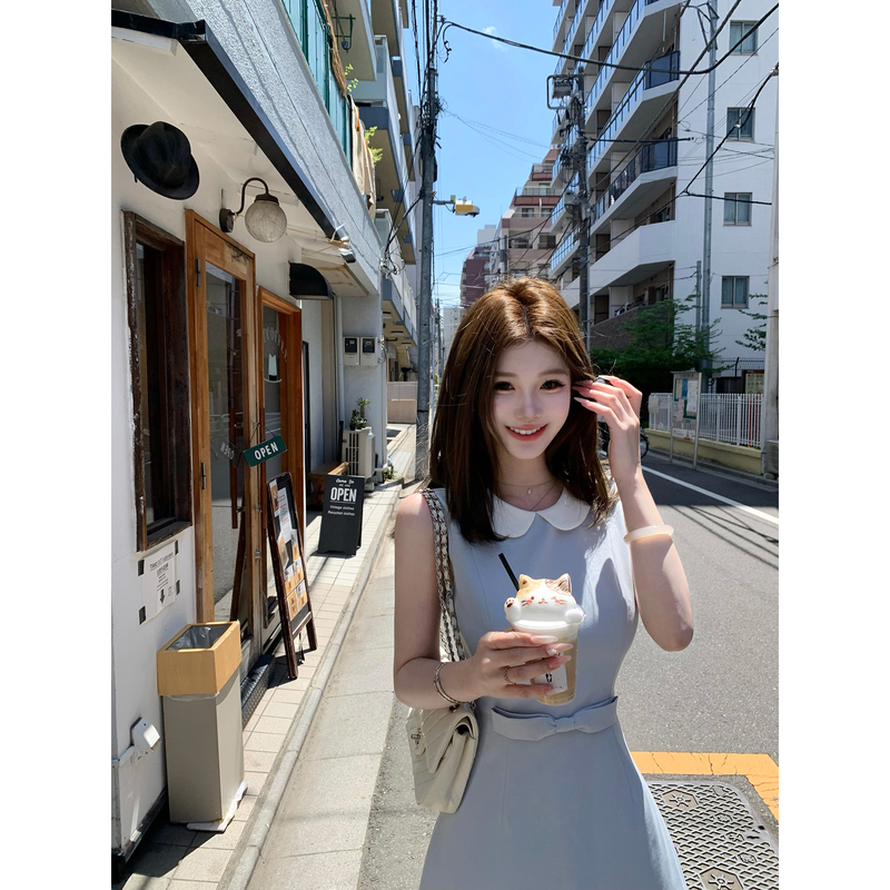 Jmshop Miss Windsor Tr Twill Suit Fabric Doll Collar Dress Women's Waist-Cinching Slimming Sleeveless Tank Dress Jmshop Miss Windsor Tr Twill Suit Fabric Doll Collar Dress Women's Waist-Cinching Slimming Sleeveless Tank Dress