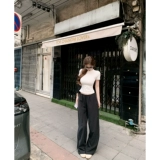 Весенние летние штаны для отдыха, из хлопка и льна, на шнурках, свободный прямой крой