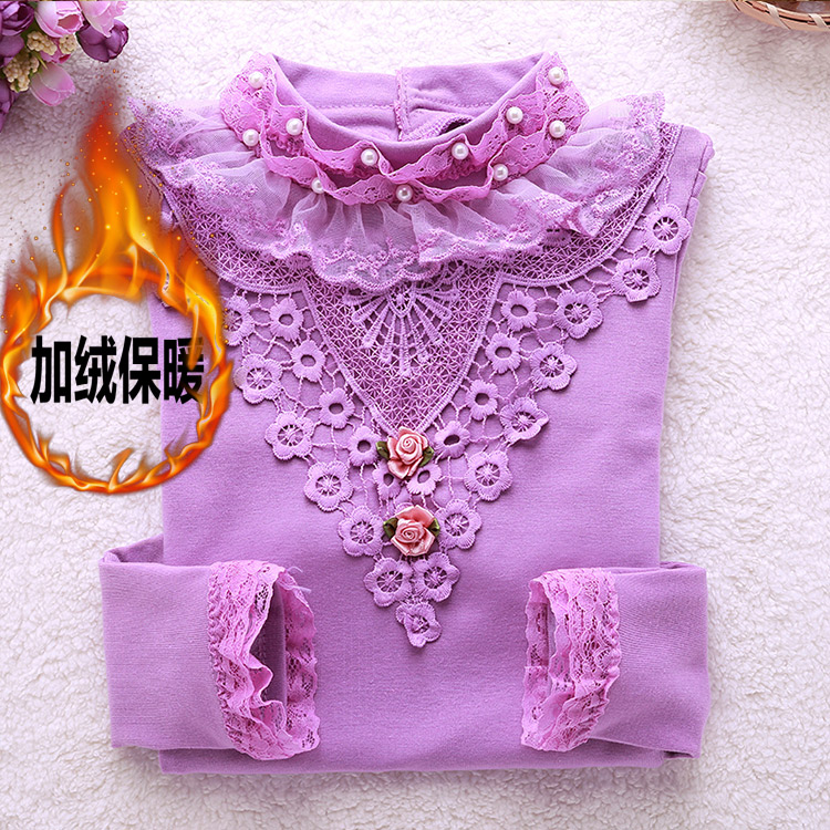 Quần áo trẻ em quần áo thu đông cho bé gái chạm đáy áo cotton dài tay trong áo trẻ em lớn cộng với áo thun nhung dày ấm áp quần áo thủy triều áo phông cộc tay bé gái