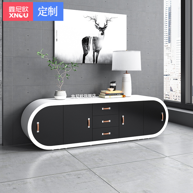 Office Furnishings Furniture White Baking Lacquered Rounded Corner Cabinet Living-room Cabinet Minima Modern Fashion Short Cabinet 