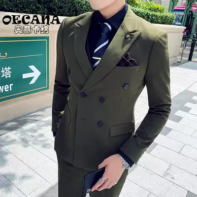 2021 autumn and winter New suit suit men's double-breasted small suit men's suit three-piece Youth Business Leisure