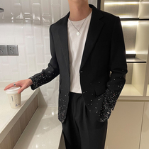 OECANA mens casual suit jacket Korean slim suit jacket fashion nightclub style small suit