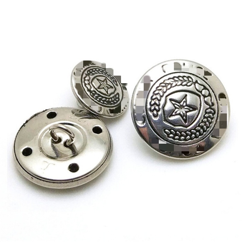 Metal Five-Pointed Star Buttons, Security Work Uniform Buttons, Shoulder Buttons, Snap Buttons, Four-Part Snap Buttons, Hand-Sewn Buttons