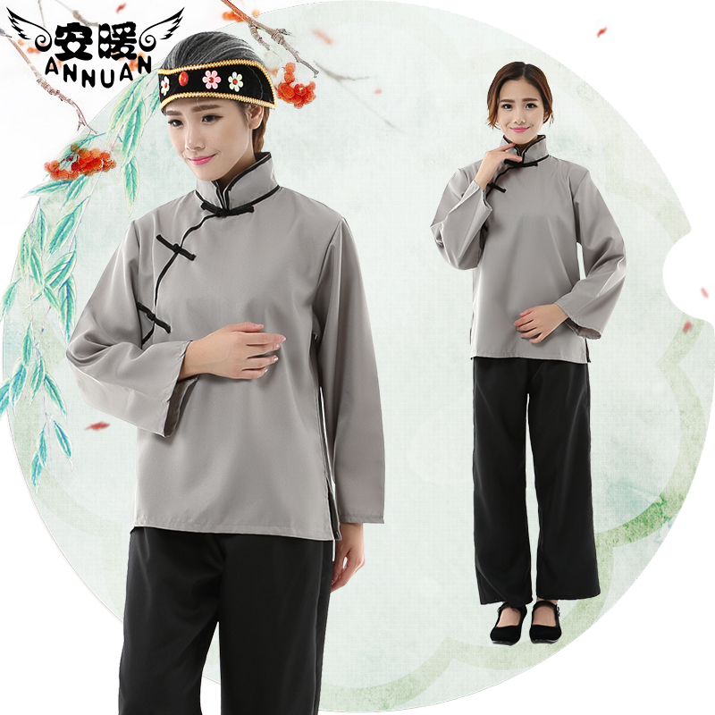 Grandma-Style Costume for Performances, Adult Drama, Republic of China Era Old Lady Performance, Rural Women's Folk Costume