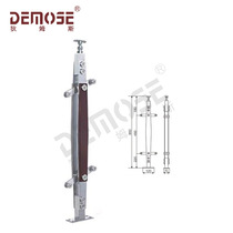 Demes direct sales indoor steel and wood brushed railings stainless steel balcony terrace columns indoor apartment fences