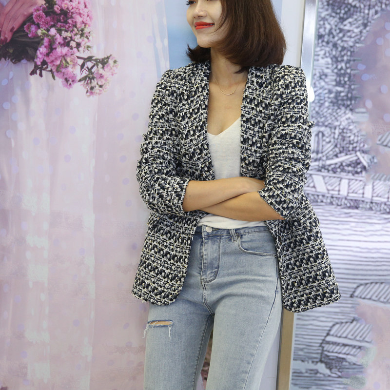 2021 autumn small suit new lady small fragrant ms. red small suit suit coarse flowers woolen coat female