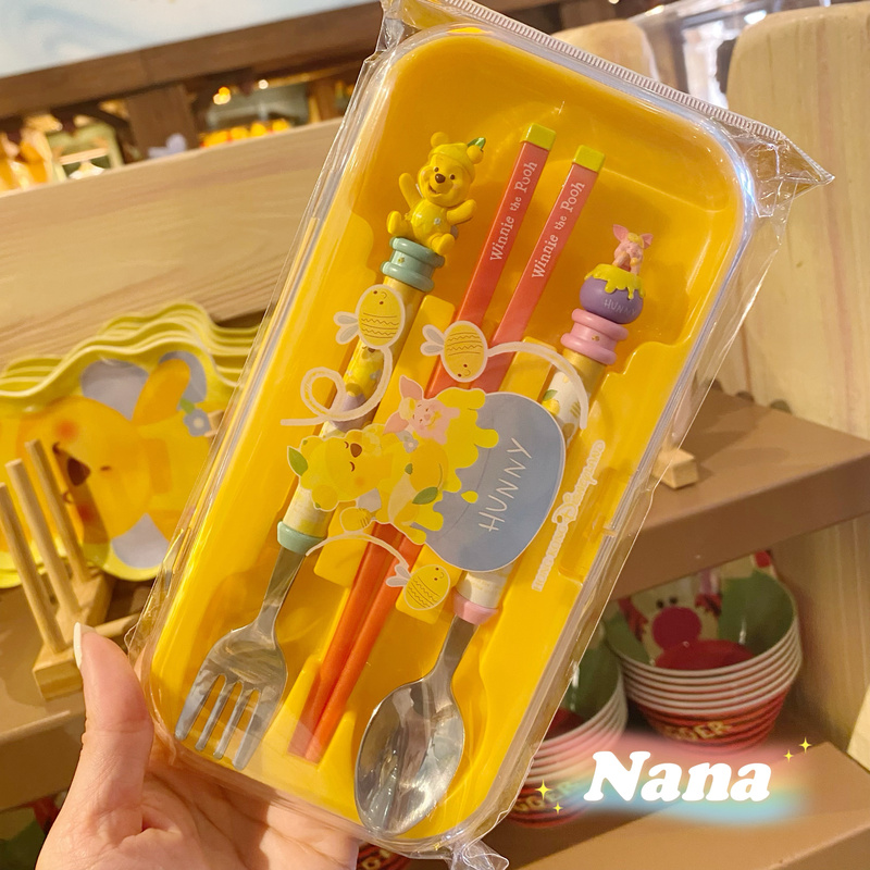 New Product from Hong Kong Disneyland: Winnie the Pooh Lemon Series Cute Fork, Spoon, and Chopstick Set Tableware