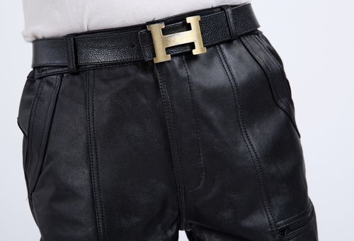2017 Hained Quần da nam Hill Sheep Da Pulp Leather Quần nam Quần nam Quần da Quần Slim Quần nam - Quần da quần nam