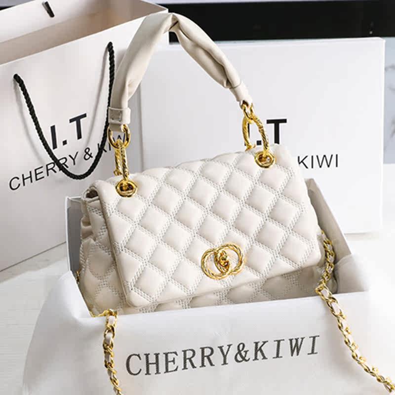 Hong Kong Light Luxury 2022 Spring New Small Fragrance Wind Embroidered Rhombus Chain Bag Ladies One Shoulder Messenger Handbag Chest Bag