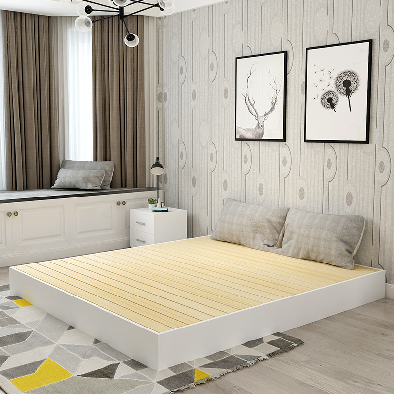Hardboard mattress solid wood Wood Wood Wood Wood Bed Care Waist Bed simple double tatami bed Terrace Bed Shelf Ribs set to do