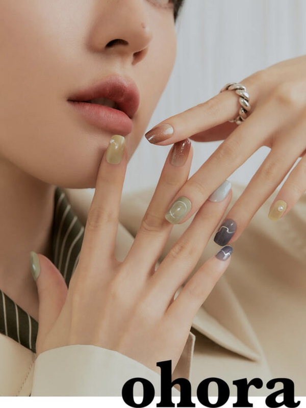 [in Stock] Buy New Gel Nail Stickers Directly from the Korean Ohora Official Website, Easy to Use, Waterproof, High-End Color Scheme Nail Art