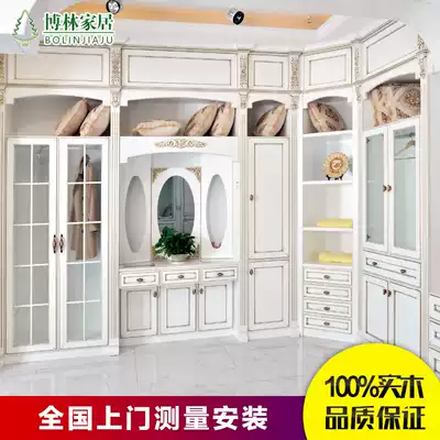 Shanghai solid wood wardrobe wallboard custom bedroom wardrobe custom cloakroom factory direct sales
