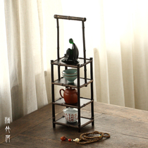 Qingzhu Ju Zizhu Ming-style portable Teacup holder Tea set Multi-Baoge Teapot display storage rack Old Zizhu Tea Shed