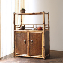 Qingzhuju Zhenru Bamboo tea shed Plum Deer tea box storage cabinet Tea set Bogu Rack Tea cabinet Tea ceremony Tea cabinet