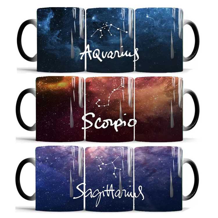 New the zodiac star color changing mugs ceramic thermal warm coffee for breakfast, mark cup birthday present lovers