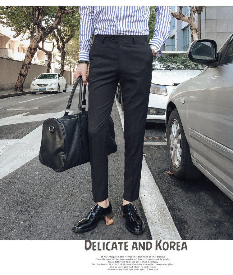 Мужские летние трендовые штаны, костюм, в корейском стиле, облегающий крой, свободный прямой крой 