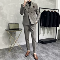 Двойная пряжка цвета кофе (костюм+жилет+брюки)