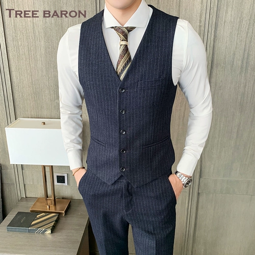 Костюм, жилет, мужской комплект, пиджак классического кроя для отеля, 3 предмета, облегающий крой