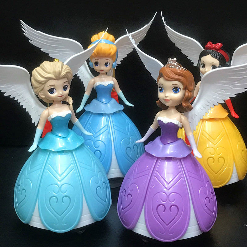 Yuanxiao Lanterns in Lantern Festival Lanterns Handheld rotary electric cartoon universal light Angel girl Snow and Snow Princess