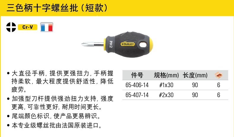 STANLEY Stanley Hardware Tools Phillips screwdriver 65-406-14 65-407-14