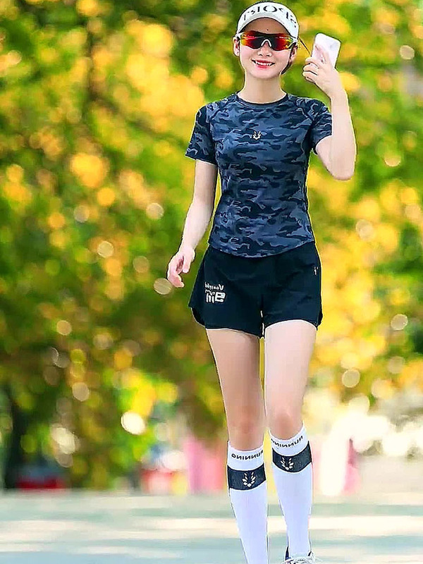 [Sports Three-Piece Set] Shorts Style [with Socks] Mesh Breathable Quick-Drying Short Skirt Women's Running Fitness Set