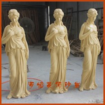 Artificial sandstone villa indoor and outdoor garden large glazed steel sculpture Yili beauty figure round carving background decoration