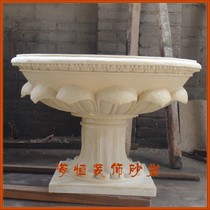 Haiheng art sandstone Hotel villa indoor and outdoor courtyard landscape sculpture high-legged flap leaf flower pot decorative material